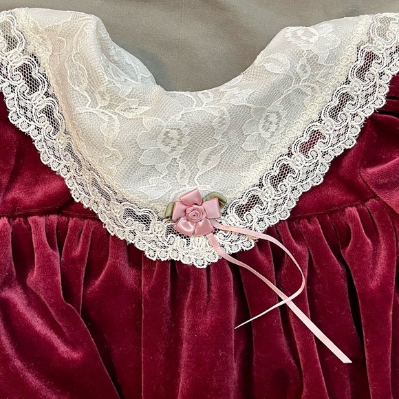 Vintage Rose Cottage Velvet and Lace Dress With Bloomers 3 Pieces 6-9 Months - Picture 4 of 8